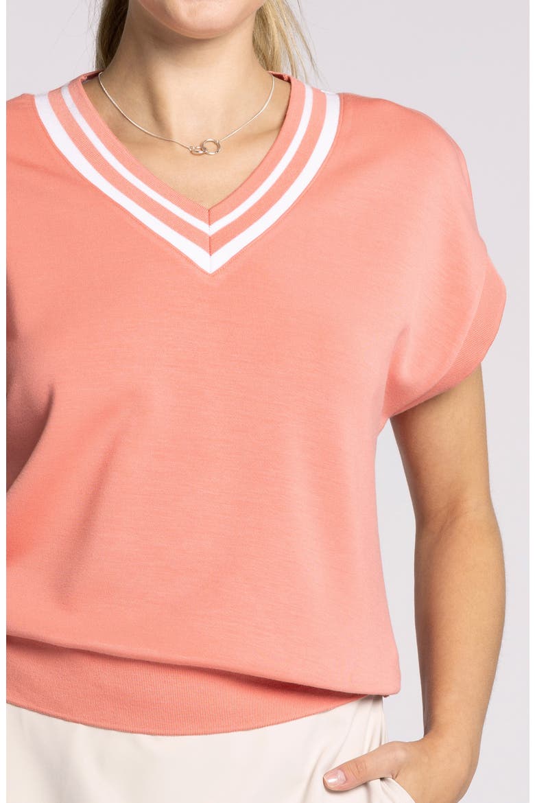 Rhonda Stripe Knit Top, Alternate, color, CORAL VARSITY