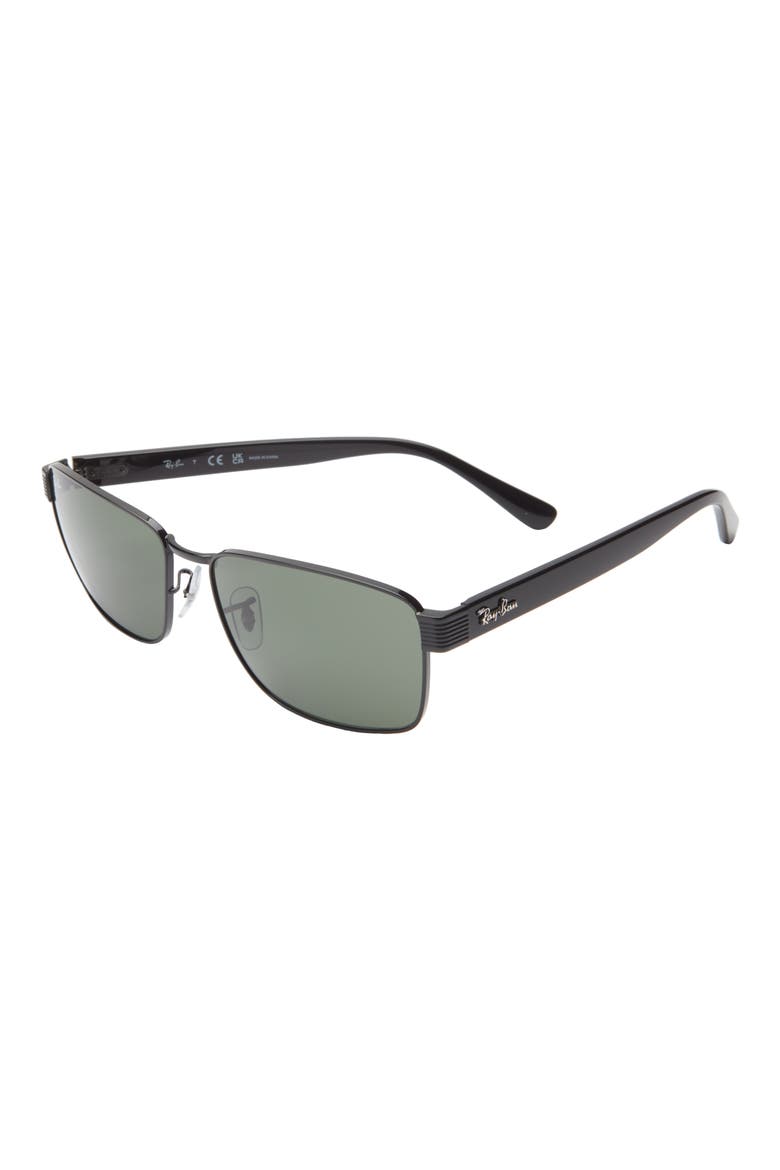 62mm Square Sunglasses, Alternate, color, BLACK