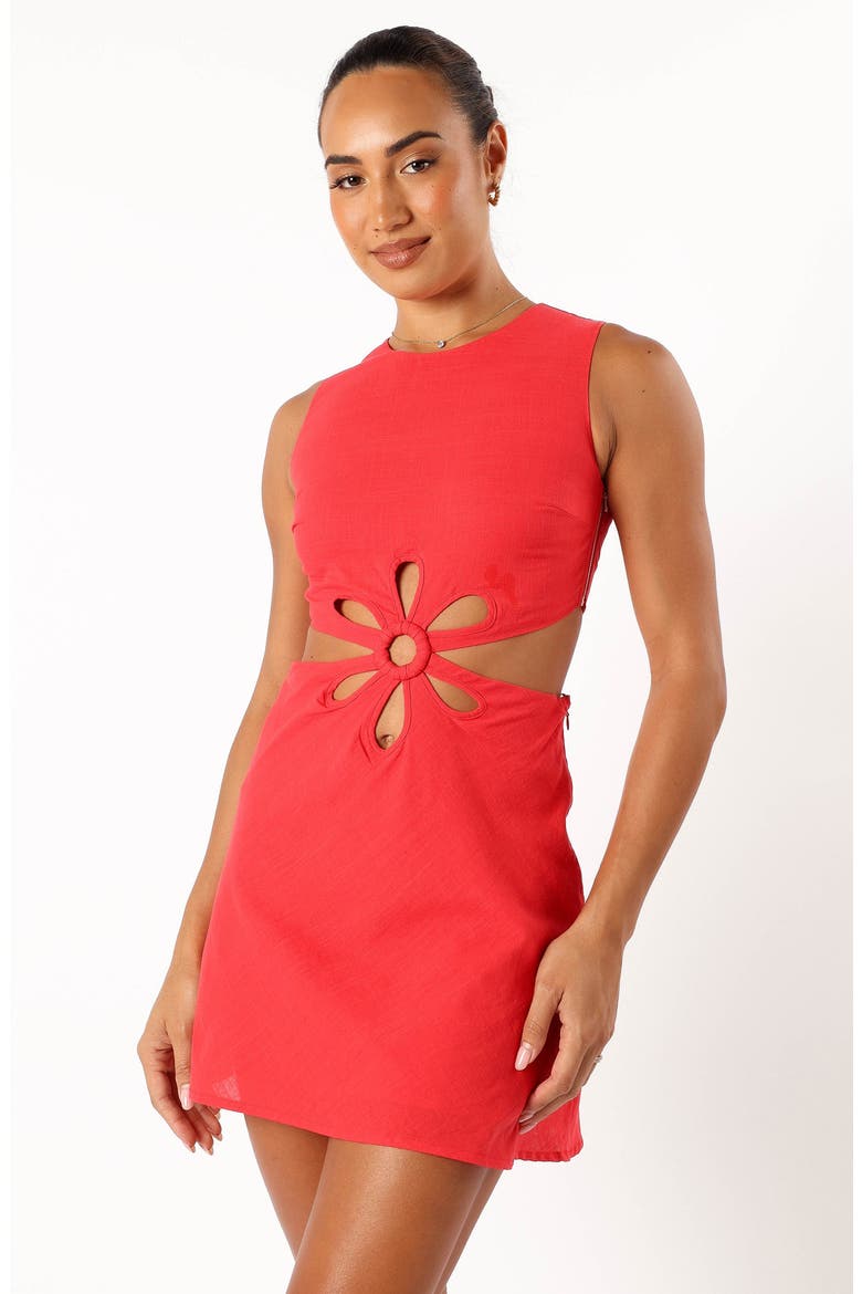 Sola Cutout Cotton Minidress, Alternate, color, RED