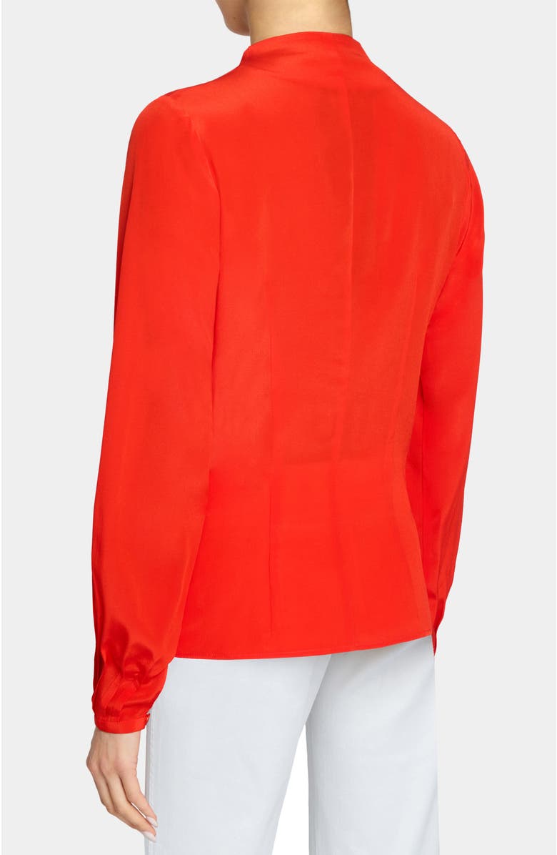 Santorelli WINNIE Long Sleeve Buttoned Blouse in Silk Crepe de Chine, Alternate, color, Poppy