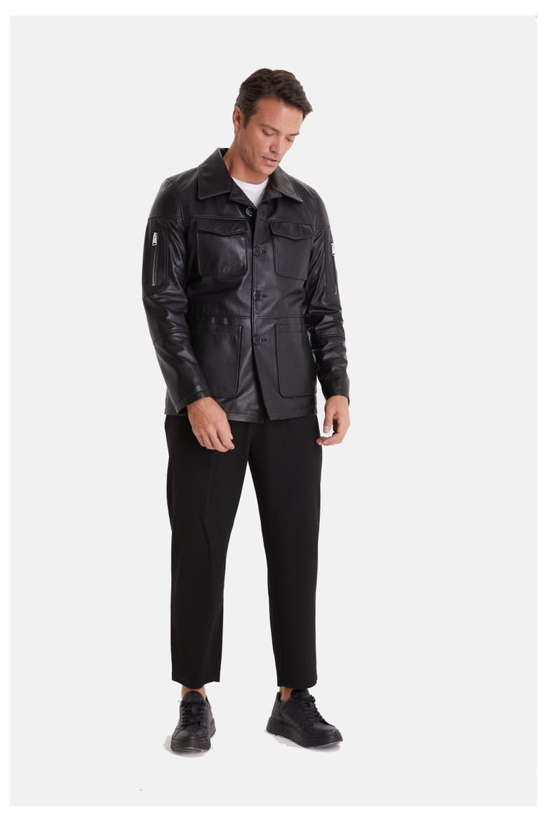 Cedric Leather Jacket, Main, color, Black