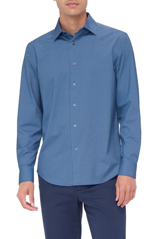 Bugatchi James Ooohcotton® Geo Print Button-up Shirt In Air Blue