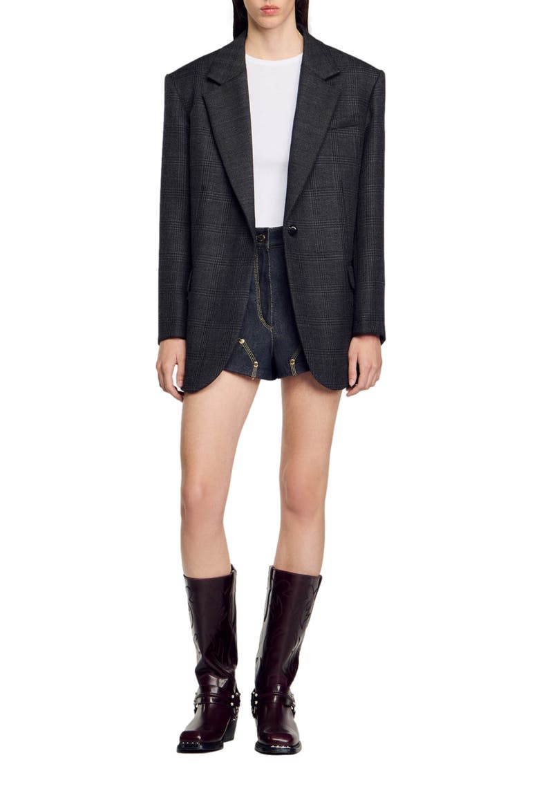 Checked suit jacket, Alternate, color, Dark grey