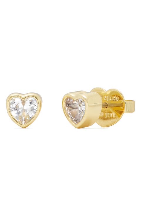sweetheart mini cubic zirconia stud earrings