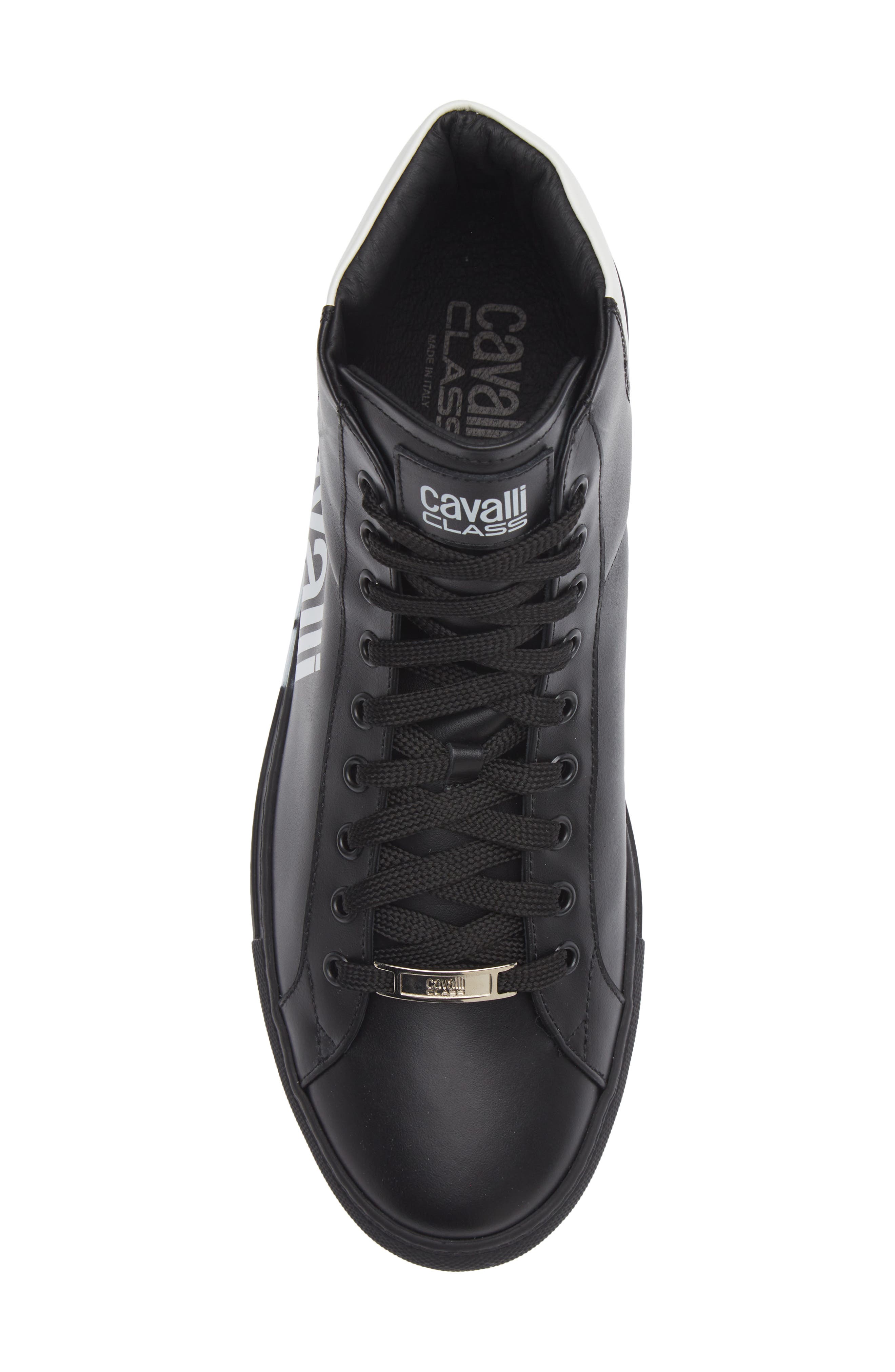 Roberto Cavalli Logo High Top Sneaker, Alternate, color, Black