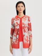 Misook Floral Jacquard Flat Knit Jacket