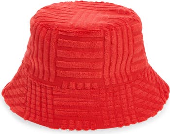 ? Givenchy Bucket Hat - Red French Terry RENEE TERRY CLOTH BUCKET HAT-RED – Lucca Couture main image 3