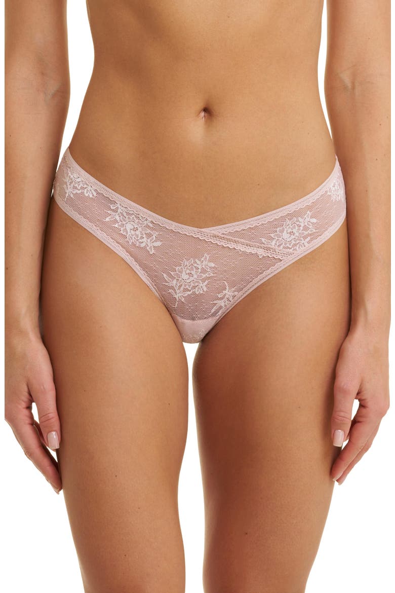 Love Lace High Cut Thong, Main, color, Pink Pearl/Warm White