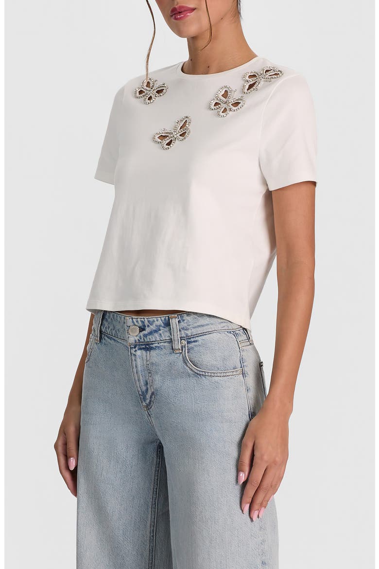Cindy Embellished Cropped Tee, Alternate, color, OFF WHITE/ SILVER CRYSTAL
