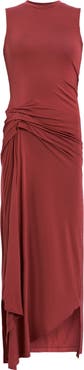 AllSaints Rivi Draped Sleeveless Midi Dress