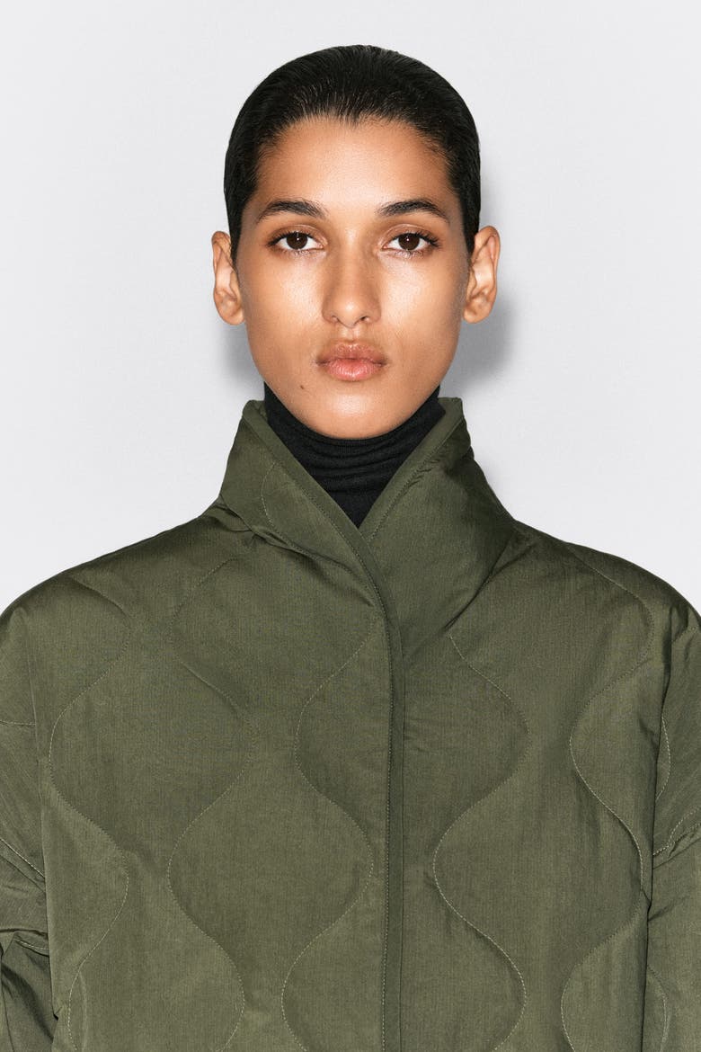 Shawl-collar Quilted Jacket, Alternate, color, KHAKI