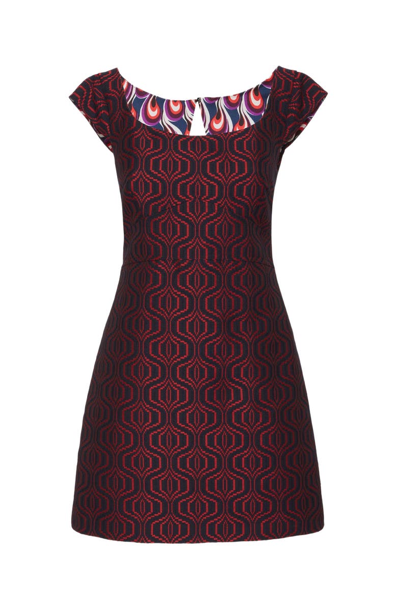 La DoubleJ Arabesque Mini Dress Pixel Jacquard Blue, Alternate, color,