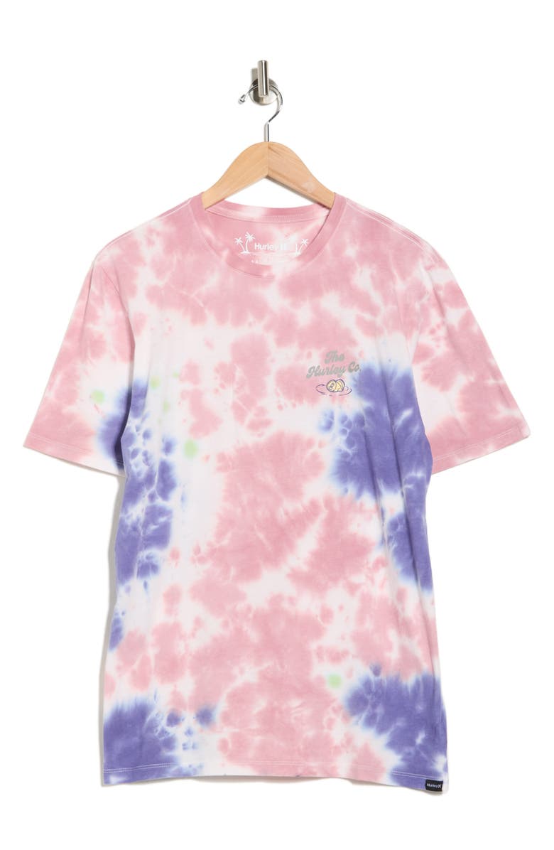 Hurley Tie Dye Bottoms Up Graphic Print T-Shirt, Main, color, Flamingo