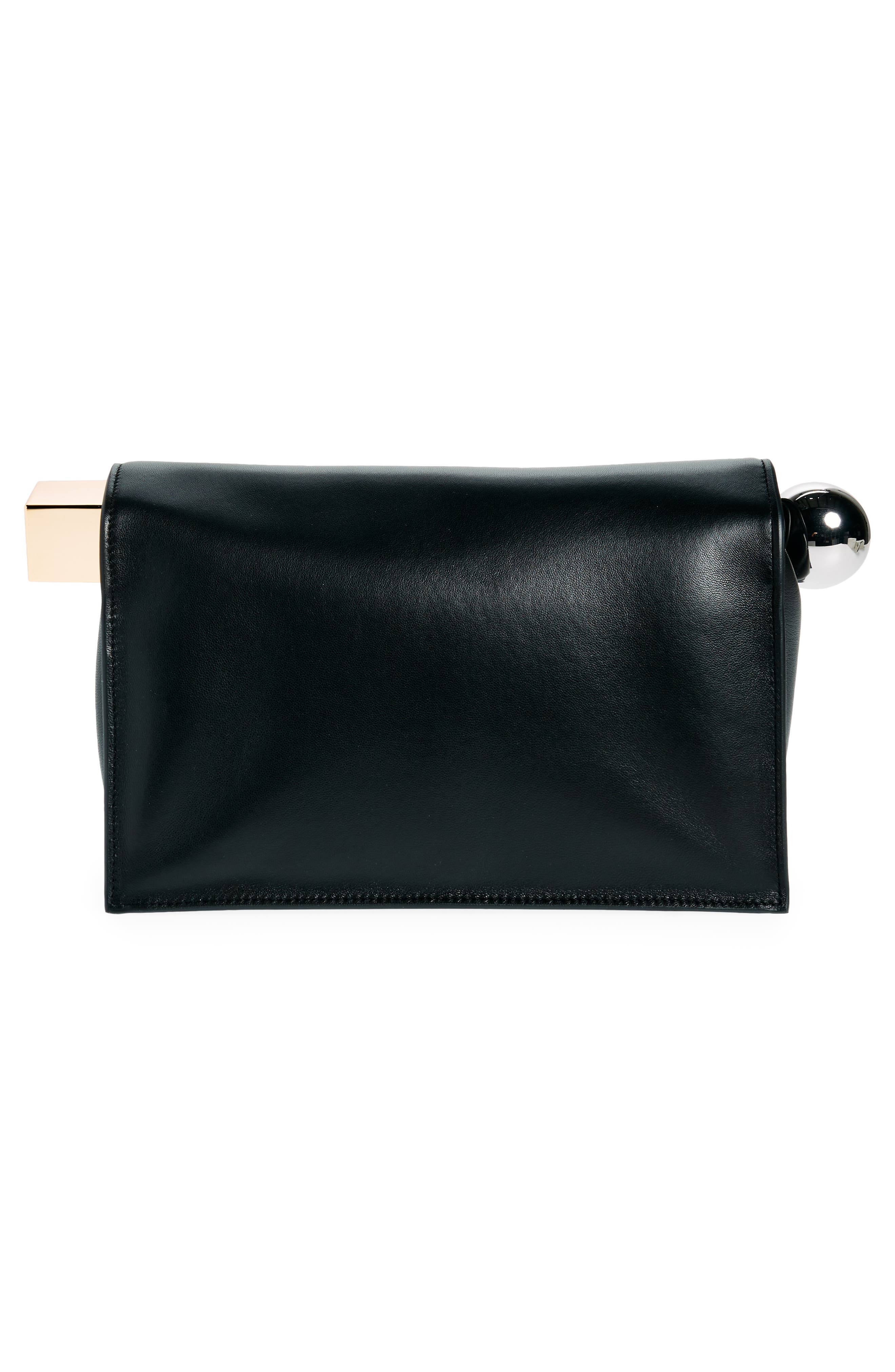 Jacquemus La Pochette Rond Carré Leather Clutch, Alternate, color, 