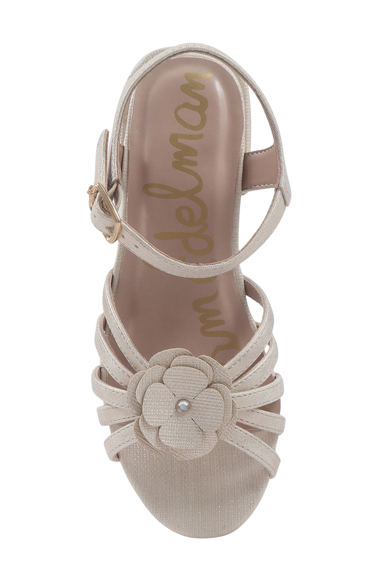 Sam Edelman Kids' Calla Floral Ankle Strap Sandal, Alternate, color, Gold