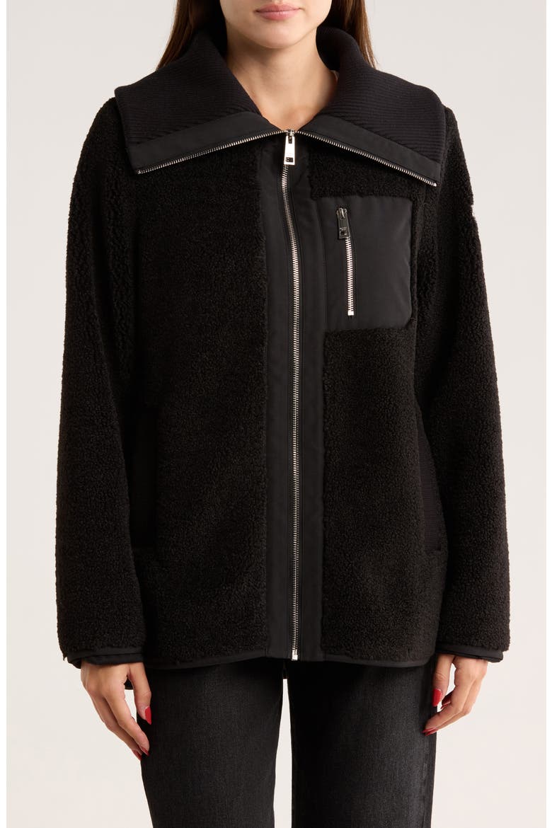 Zip Fleece Jacket, Main, color, BLACK