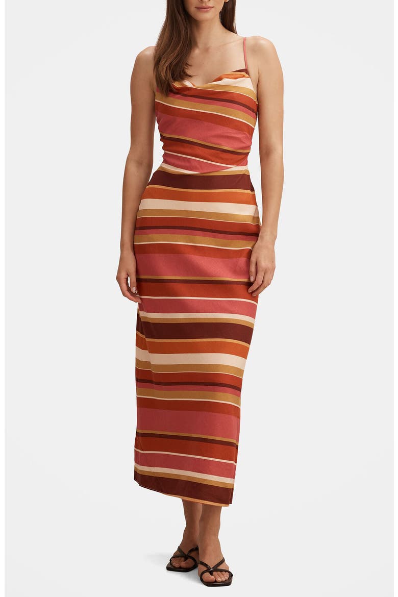 Zoe Stripe Sleeveless Linen Blend Midi Dress, Main, color, REESE STRIPE