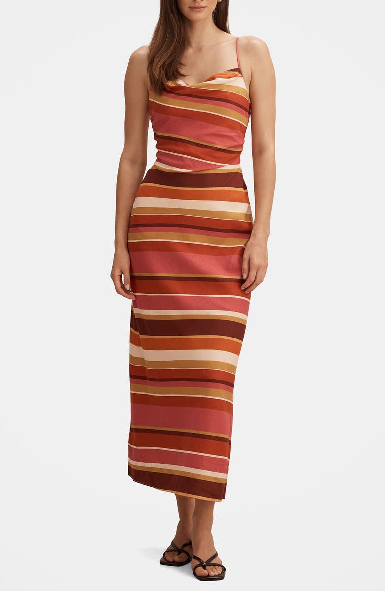 Ever New Zoe Stripe Sleeveless Linen Blend Midi Dress, Main, color, Reese Stripe