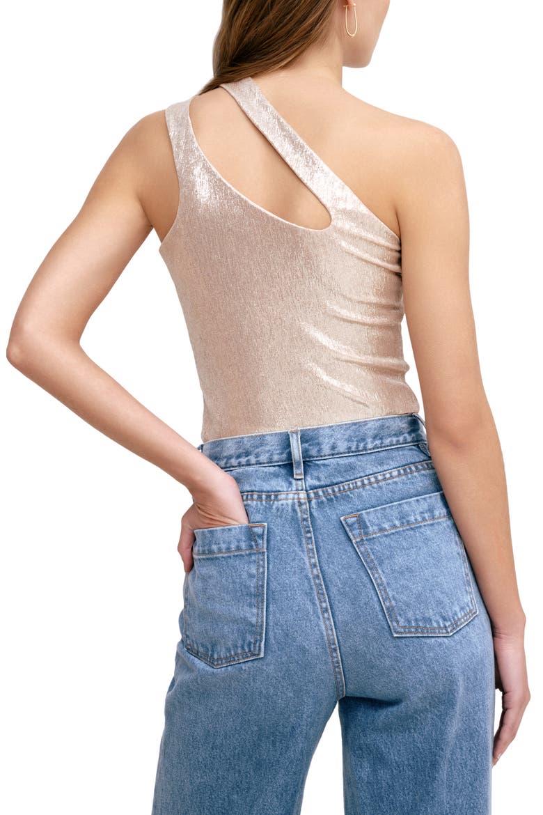 Siren Metallic One-Shoulder Jersey Top, Alternate, color, STARDUST