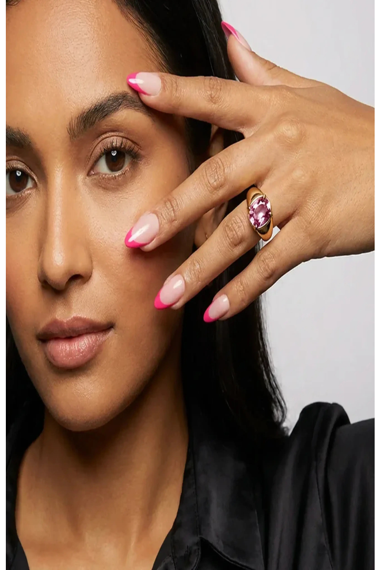 Summer Berry French Almond Nails, Alternate, color, Summer Berry