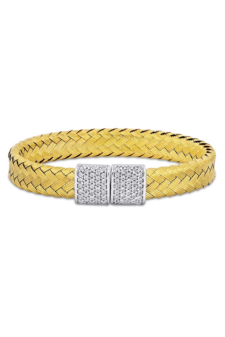Cubic Zirconia Weave Bangle Two-Tone, Main, color, Yellow-Plated