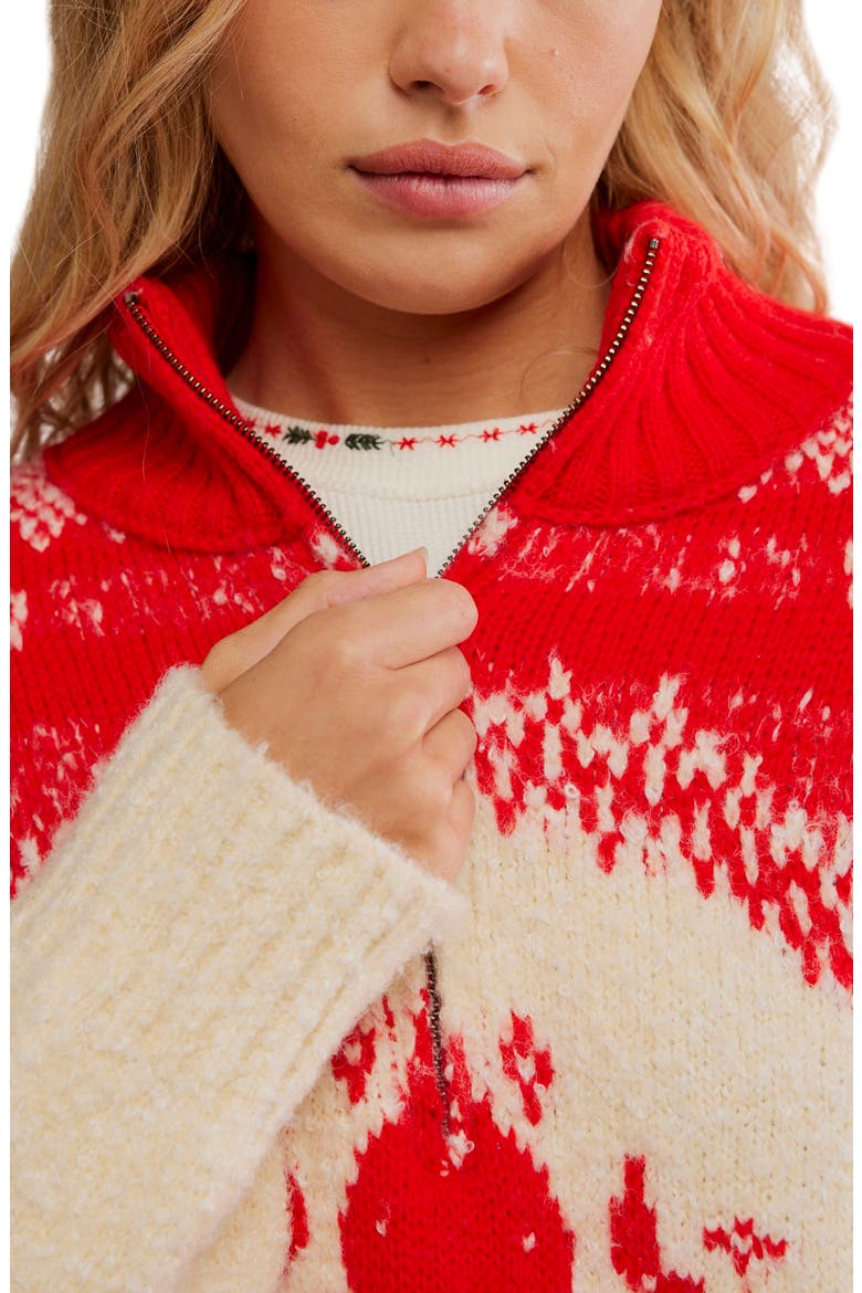 Mythical Half Zip Pullover, Alternate, color, VANILLA SCARLET COMB