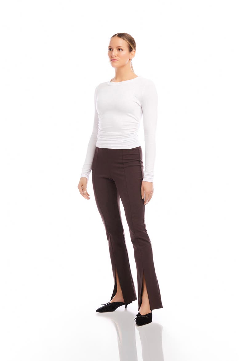 Harlow High Waist Slit Hem Bootcut Pants, Alternate, color, BROWN