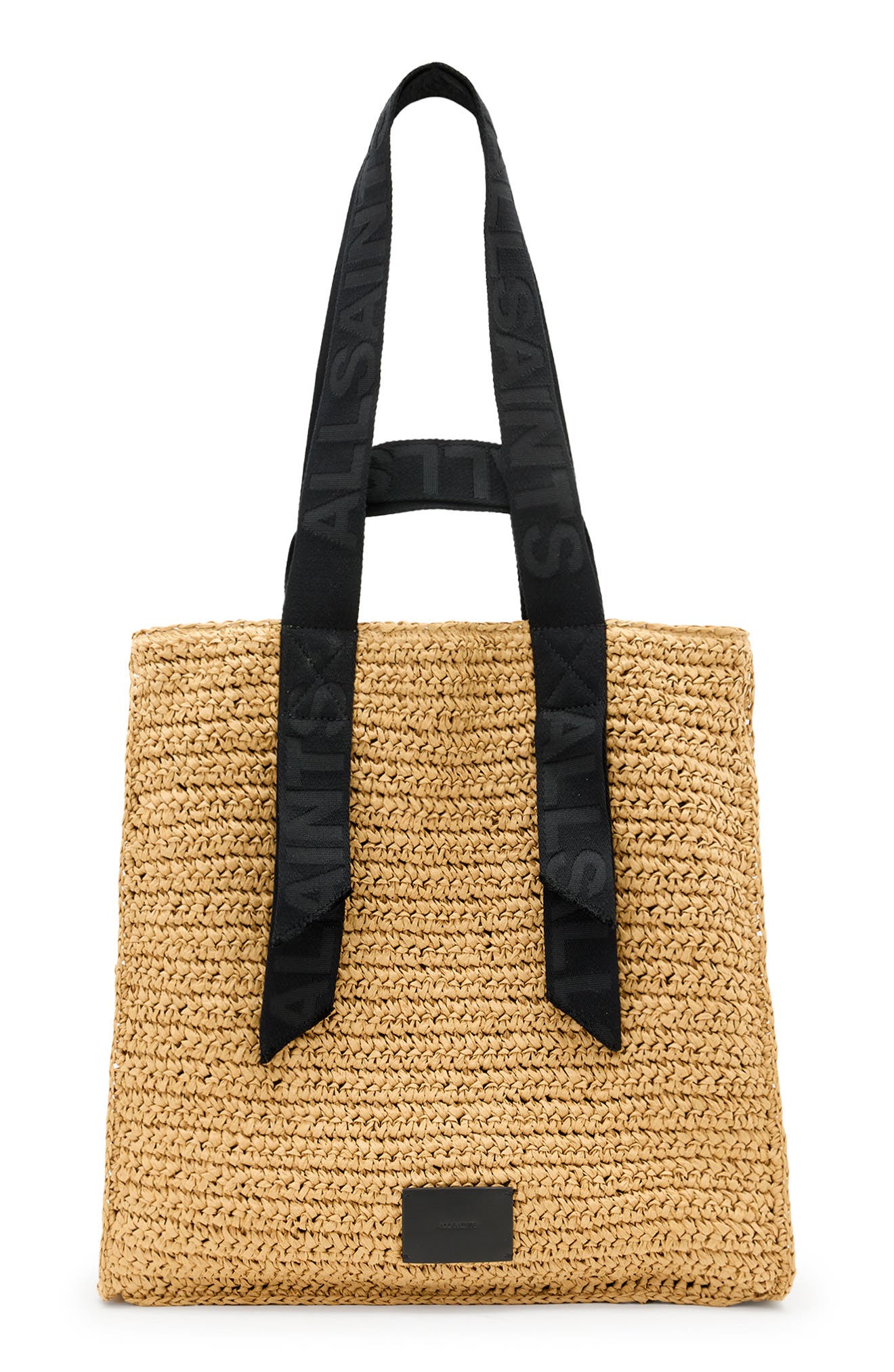 AllSaints Lullah Straw Tote Bag, Main, color, Almond