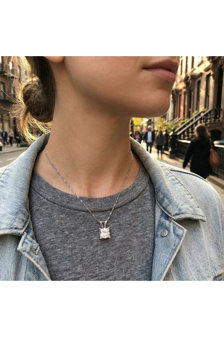 2 1/2Ct Princess Cut Diamond Certified Solitaire Necklace Lab Grown 14k Gold, Alternate, color, 14k White Gold