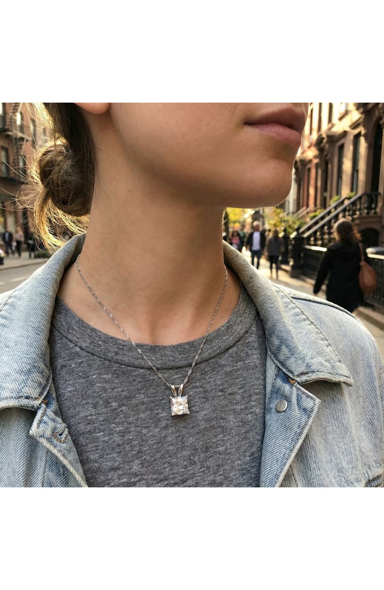 Bliss Diamond 2 1/2Ct Princess Cut Diamond Certified Solitaire Necklace Lab Grown 14k Gold, Alternate, color, 14K White Gold