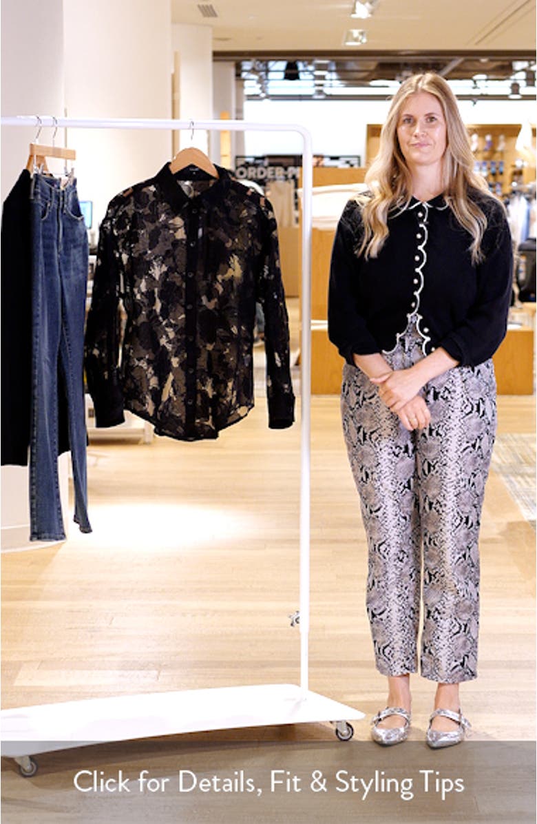 Embroidered Floral Cotton Blend Organza Button-Up Shirt, sales video thumbnail