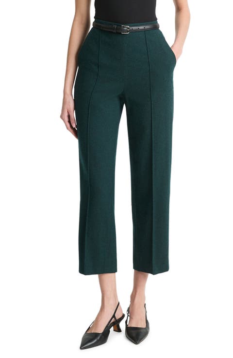 Crop Pleated Brushed Wool Blend Pull-On Pants