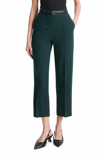 Vince Crop Pleated Brushed Wool Blend Pull-On Pants