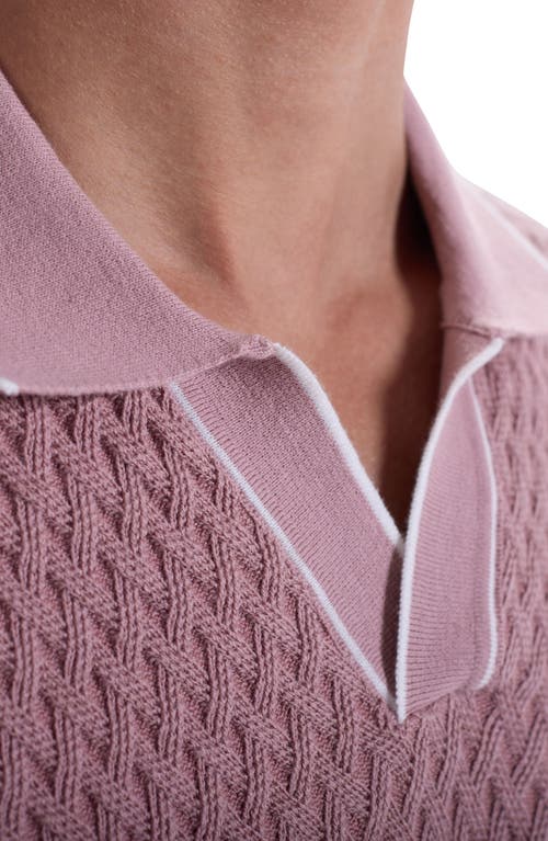 Bugatchi Johnny Collar Basket Stitch Cotton Blend Polo Sweater In Gold
