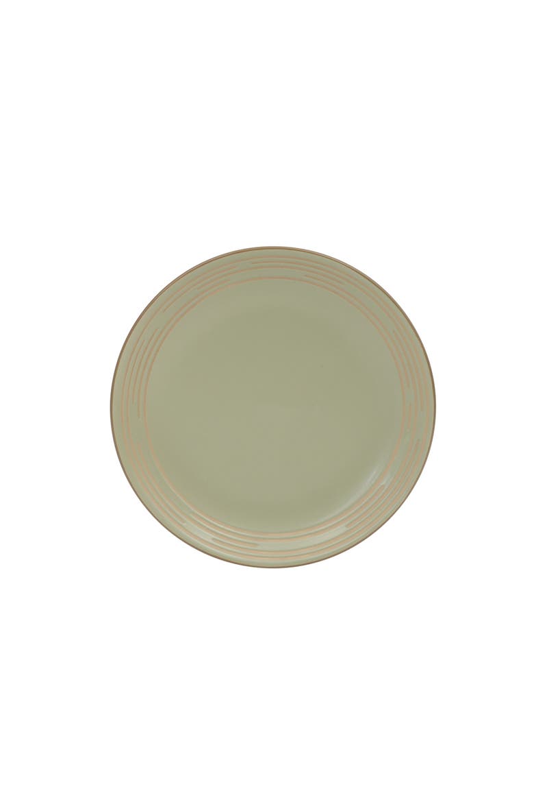 Chiswick House Stoneware Dinnerware Set with Embossed Rim, Alternate, color, Green