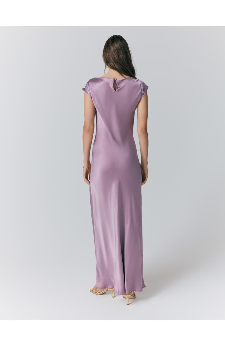 Ghost London Averie Boat Neck Satin Maxi Dress, Alternate, color, Purple