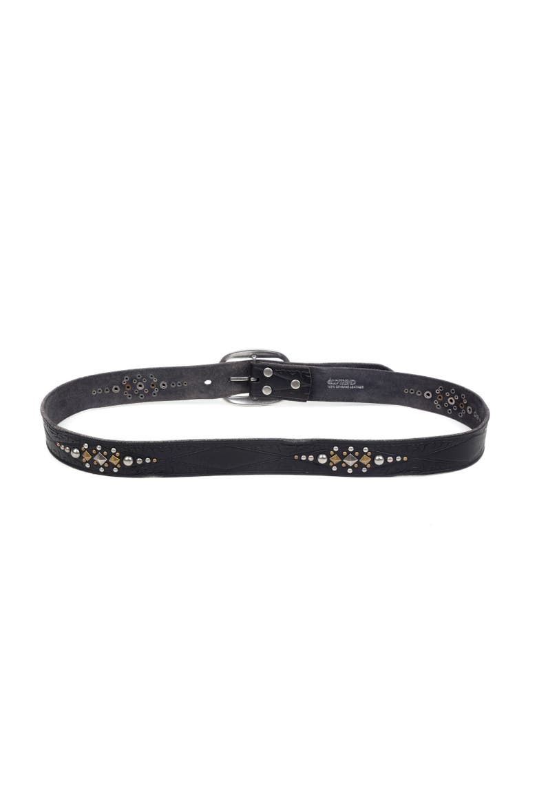 Legend Genuine Leather Bold Studded Statement Belt, Alternate, color, Black