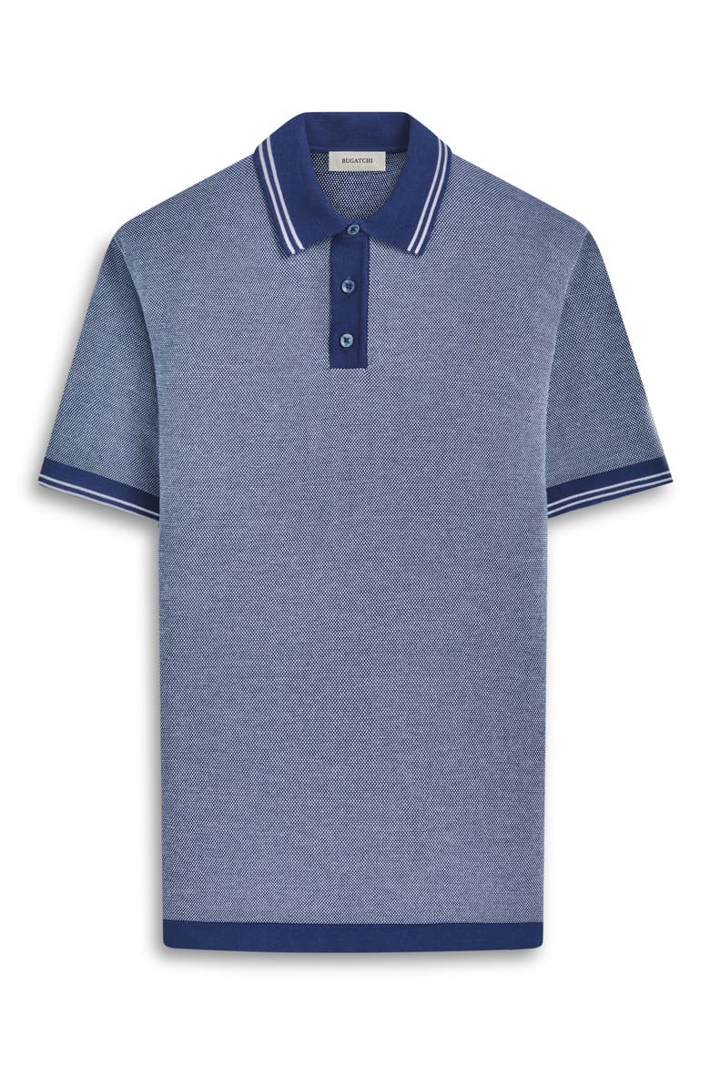 Tipped Short Sleeve Cotton & Silk Polo Sweater, Alternate, color, NAVY