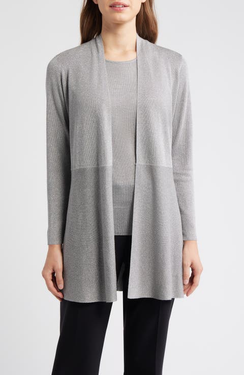 Montery Metallic Open Front Cardigan