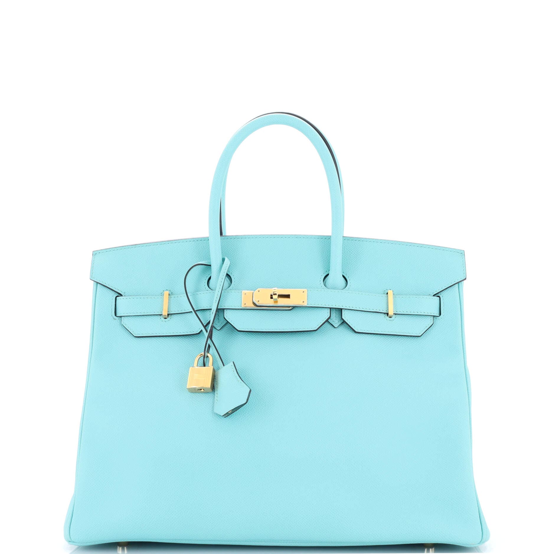 Pre-Owned Hermes Birkin Handbag Blue Epsom with Gold Hardware 35, Main, color, Bleu Atoll