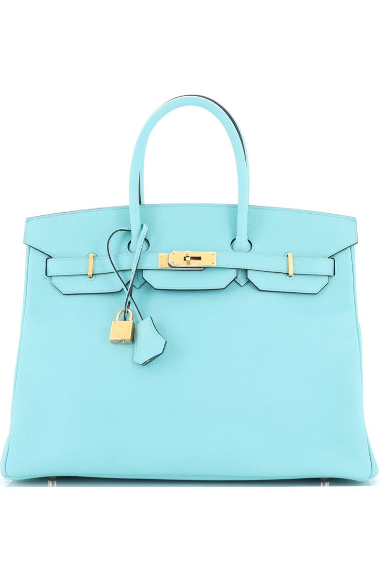 Pre-Owned Hermes Birkin Handbag Blue Epsom with Gold Hardware 35, Main, color, Bleu Atoll