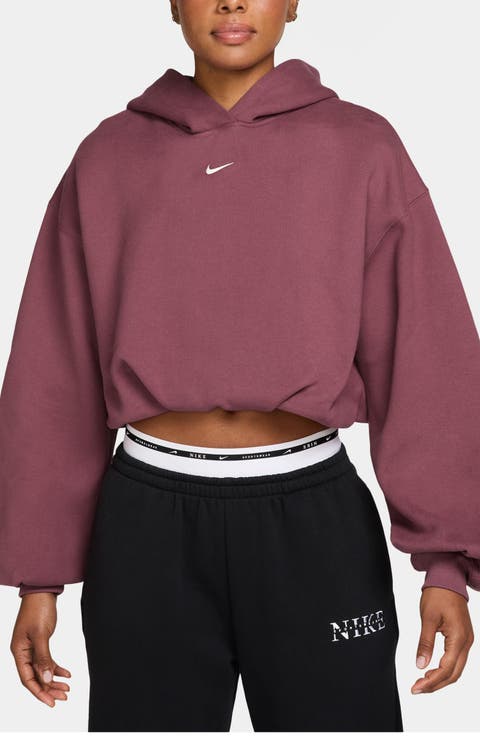 Sportswear Oversized Cropped Fleece Hoodie