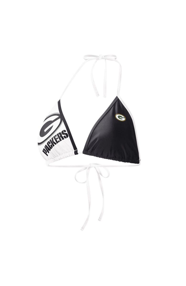 G-III 4HER BY CARL BANKS Women's G-III 4Her by Carl Banks Black/White Green Bay Packers Play Action Bikini Top, Main, color, 