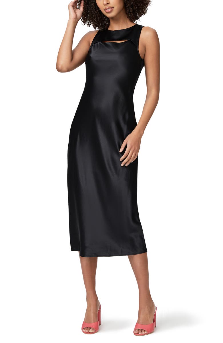 PAIGE Aurem Sheath Silk Midi Dress, Alternate, color, Black