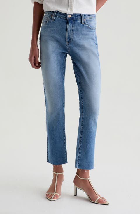 Mari Raw Hem Slim Straight Leg Crop Jeans (20 Years Ephemeral)