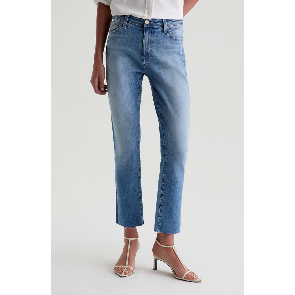 Ag Mari Raw Hem Slim Straight Leg Crop Jeans In Blue