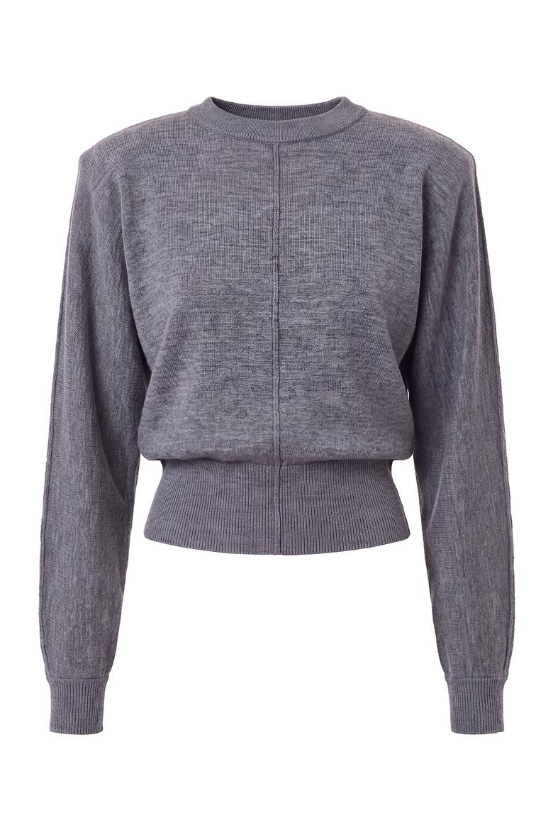 Noelle Shoulder Pad Sweater, Alternate, color, Charcoal