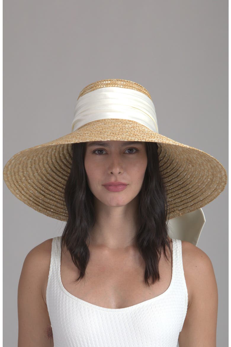 Mirabel Bow Straw Sun Hat, Alternate, color, NATURAL