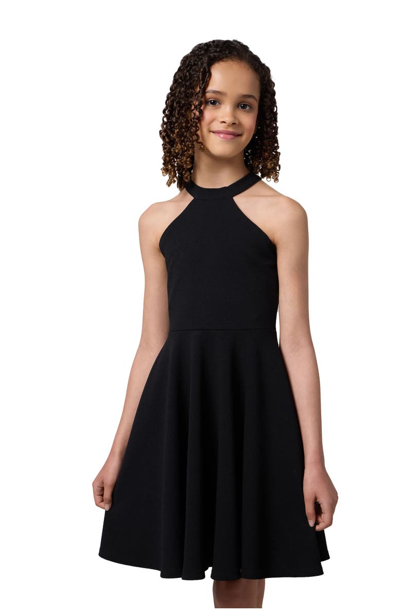 Un Deux Trois Skater Halter Dress in Longer Length, Main, color, Black