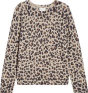 Caslon® Leopard Print Raglan Wool & Cashmere Sweater